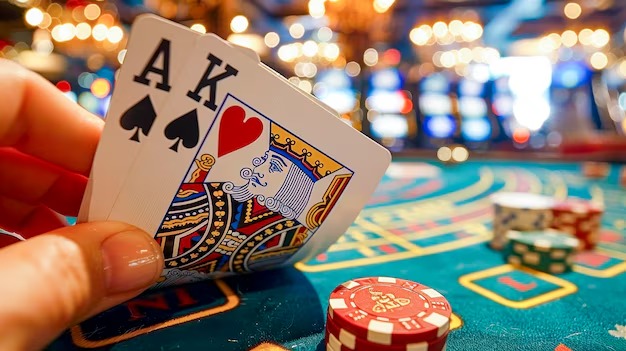 Live dealer blackjack table with multiple camera angles